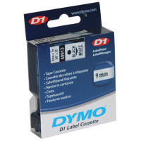 40913 (41913) DYMO páska D1 samolepicí plastová 9mm, černý tisk na bílé pásce, návin 7m