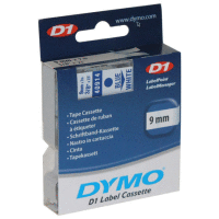 40914 DYMO páska D1 samolepicí plastová 9mm, modrý tisk na bílé pásce, návin 7m