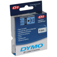 40916 DYMO páska D1 samolepicí plastová 9mm, černý tisk na modré pásce, návin 7m