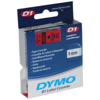 40917 DYMO páska D1 samolepicí plastová 9mm, černý tisk na červené pásce, návin 7m