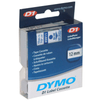 Detail - 45011 DYMO samolepicí páska D1 plastová 12mm, modrá na průhledné, návin 7m 45011 DYMO samolepicí páska D1 plastová 12mm, modrá na průhledné, návin 7m