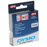 Detail - 45012 DYMO páska D1 plastová 12mm, červený tisk / průhledný podklad, návin 7m 45012 DYMO páska D1 plastová 12mm, červený tisk / průhledný podklad, návin 7m