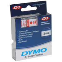 45015 DYMO páska D1 plastová 12mm, červený tisk / bílý podklad, návin 7m