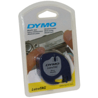 59429 DYMO páska LETRA TAG samolepicí plastová šíře 12mm, návin 4m, metalická stříbrná S0721710