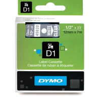 45020 DYMO páska D1 plastová 12mm, bílý tisk / průhledný podklad, návin 7m