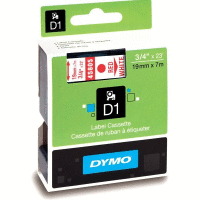 45805 DYMO páska D1 plastová 19mm, červený tisk / bílý podklad, návin 7m