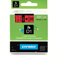 45807 DYMO páska D1 plastová 19mm, černý tisk / červený podklad, návin 7m