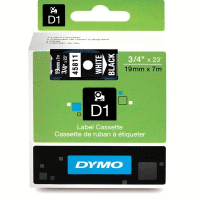 45811 DYMO páska D1 plastová 19mm, bílý tisk / černý podklad, návin 7m