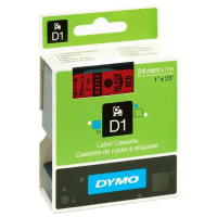 53717 DYMO páska D1 plastová 24mm, černý tisk / červený podklad, návin 7m