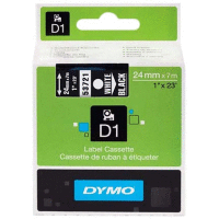 53721 DYMO páska D1 plastová 24mm, bílý tisk / černý podklad, návin 7m