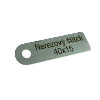 Detail - Identifikační štítek nerezový, rozměr 40x15mm / celkový rozměr 55x15mm / síla 0,5mm / otvor 6mm Identifikační štítek nerezový, rozměr 40x15mm / celkový rozměr 55x15mm / síla 0,5mm / otvor 6mm