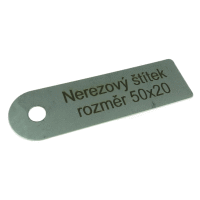 Detail - Identifikační štítek nerezový, rozměr 50x20mm / celkový rozměr 70x20mm / síla 0,5mm / otvor 6mm Identifikační štítek nerezový, rozměr 50x20mm / celkový rozměr 70x20mm / síla 0,5mm / otvor 6mm