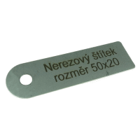 Identifikační štítek nerezový, rozměr 50x20mm / celkový rozměr 70x20mm / síla 0,5mm / otvor 6mm