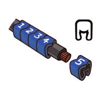 Návlečka na vodič o průměru 1,3-3,0mm (průřez 0,2-1,5mm2) délka 3mm, s potiskem "4", modrá
