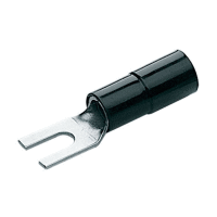 Vidlice izolovaná Cu, průřez 10mm2 / M4 / šíře 10mm, izolace PA černá