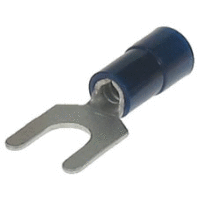 Vidlice izolovaná Cu, průřez 16mm2 / M5 / šíře 11mm, izolace PA modrá
