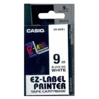 Páska CASIO originální plastová samolepicí šíře 9mm, černá na bílém, návin 8m
