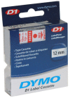 45015 DYMO páska D1 plastová 12mm, červený tisk / bílý podklad, návin 7m