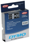 45021 DYMO páska D1 plastová 12mm, bílý tisk / černý podklad, návin 7m