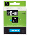 53721 DYMO páska D1 plastová 24mm, bílý tisk / černý podklad, návin 7m