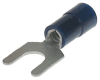 Vidlice izolovaná Cu, průřez 16mm2 / M5 / šíře 11mm, izolace PA modrá