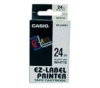 Páska CASIO originální plastová samolepicí šíře 24mm, černá na bílém, návin 8m