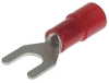 Vidlice izolovaná Cu, průřez 10mm2 / M5 / šíře 10mm, izolace PA červená
