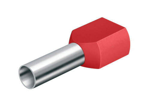 Dutinka dvojitá, průřez 2x1,5mm2 / délka 8mm, dle UL, CSA a DIN46228 bezhalogenová rudá GLW