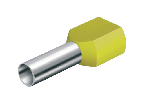 Dutinka dvojitá, průřez 2x1,0mm2 / délka 8mm, dle UL, CSA a DIN46228 bezhalogenová žlutá GLW