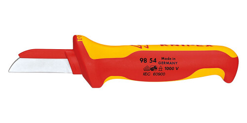 9854 KNIPEX odplášťovací nůž do 1000V, rovná čepel s krytkou